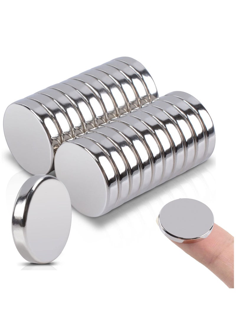 SYOSI Powerful Neodymium Bar Magnets (15x15x3mm), 20 Pieces Super Strong Neodymium Disc Round Magnets, Powerful Permanent Rare Earth Magnets for Fridge Shower Doors Office DIY Building Scientific  - Image 1