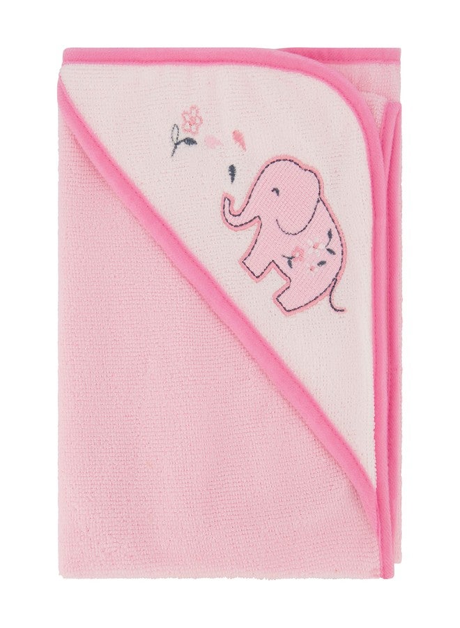 Cudlie Buttons & Stitches Baby Girl 3 Pack Rolled/Carded Hooded Towels in Blooming Elephant Print - Image 4