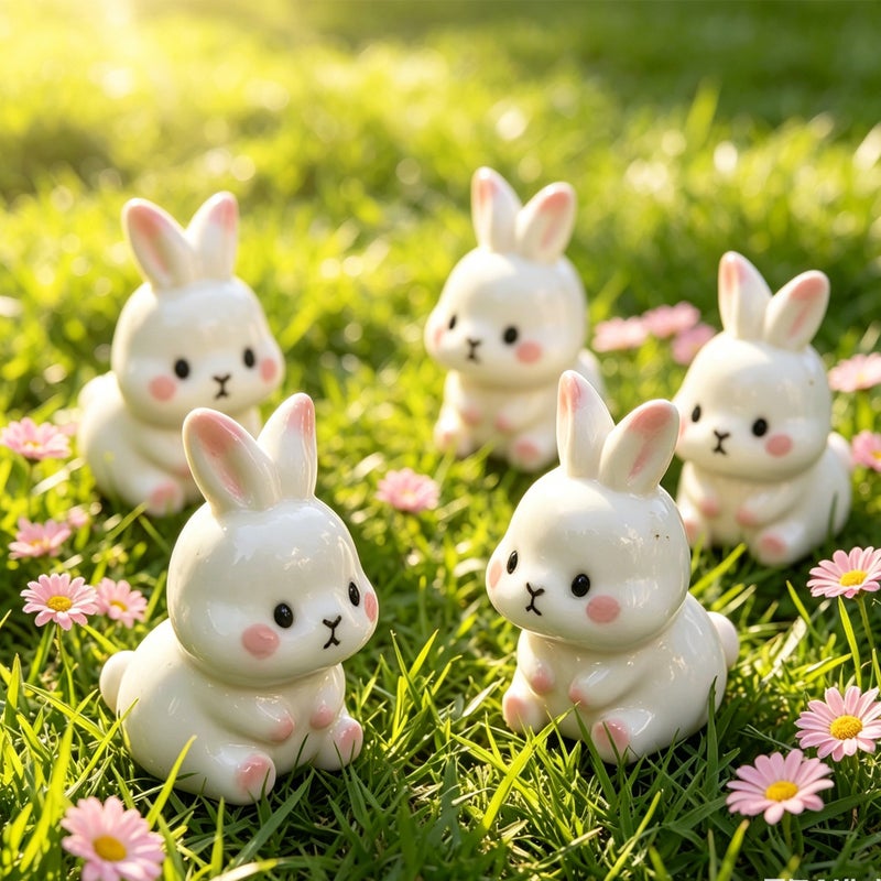 [2PCS]Resin Rabbit Figurine Miniature Scene Decor - Image 3