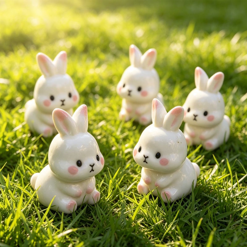 [2PCS]Resin Rabbit Figurine Miniature Scene Decor - Image 1