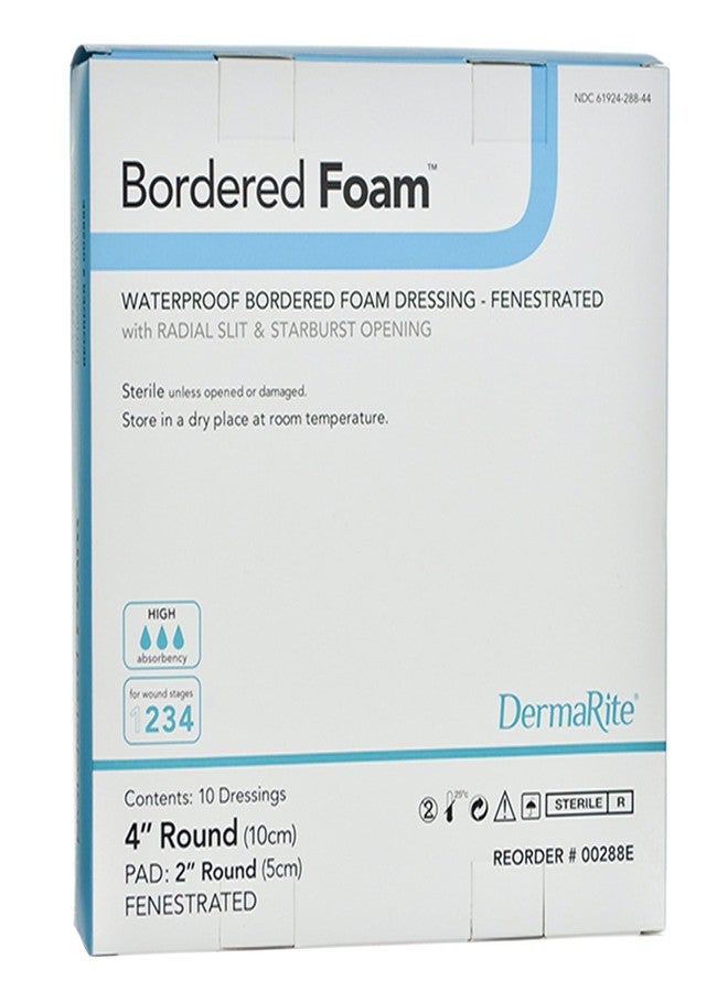 DermaRite's BorderedFoam - Waterproof Bordered Foam Island Dressing for Advanced Wound Care, Highly Absorbent - Round, 4 in., 1 Count, 10 Packs, 10 Total - Image 2