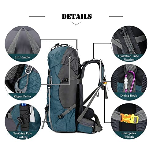Bseash 60L Waterproof Hiking Camping Backpack with Rain Cover, Large Outdoor Sport Travel Daypack Rucksack for Climbing - Image 4