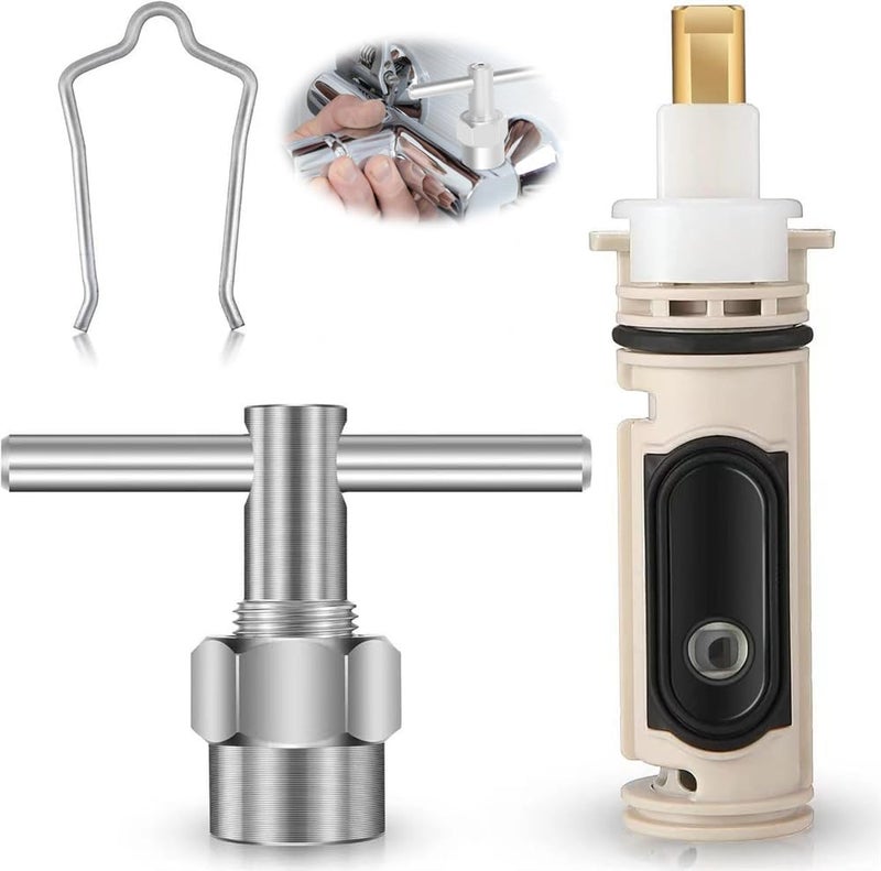 1222 Replacement Cartridge, Faucet Quick Opening Copper Valve Core, Retainer Clip, Leak-Proof Shower Faucet Repair Kit, Brass Bathtub Shower Valve Parts - Image 1