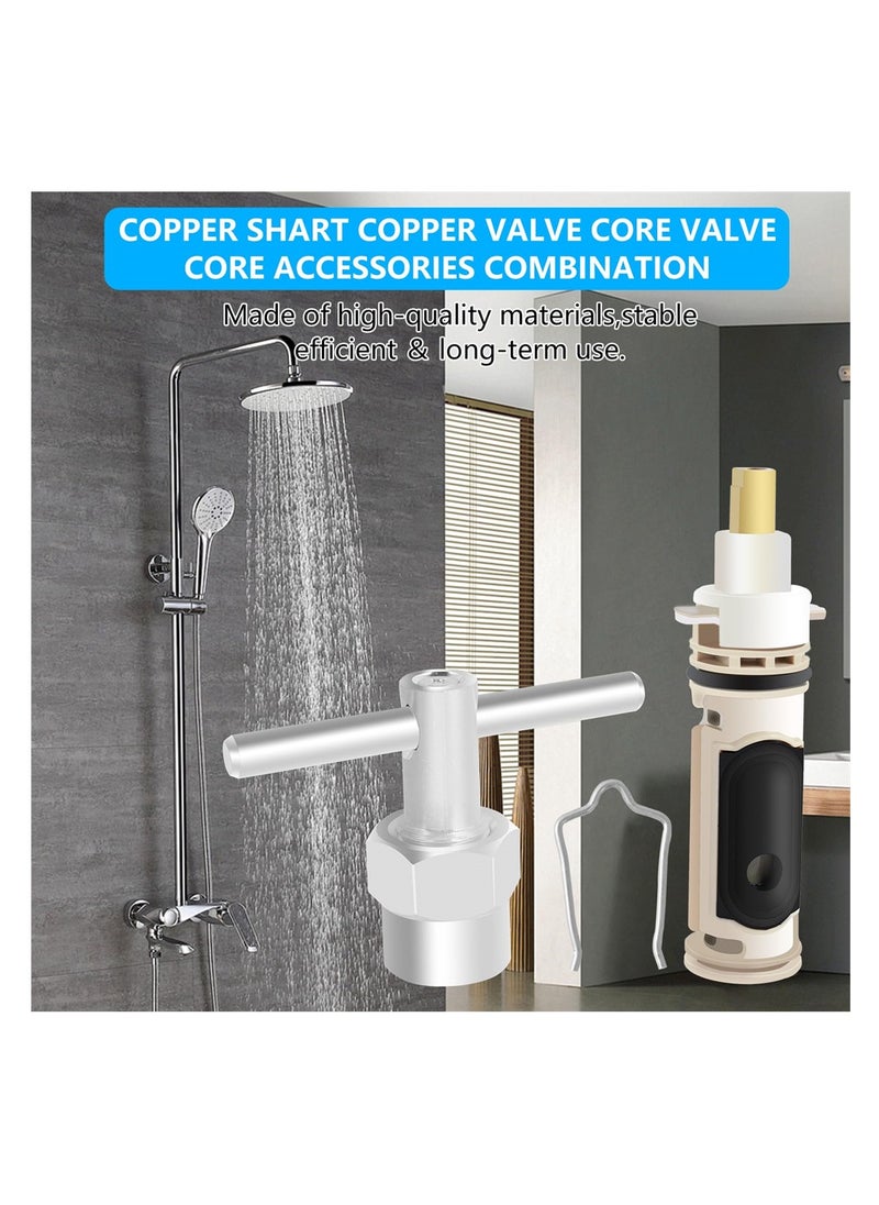 SYOSI - 1222 Replacement Cartridge, Faucet Quick Opening Copper Valve Core, Retainer Clip, Leak-Proof Shower Faucet Repair Kit, Brass Bathtub Shower Valve Parts - Image 1