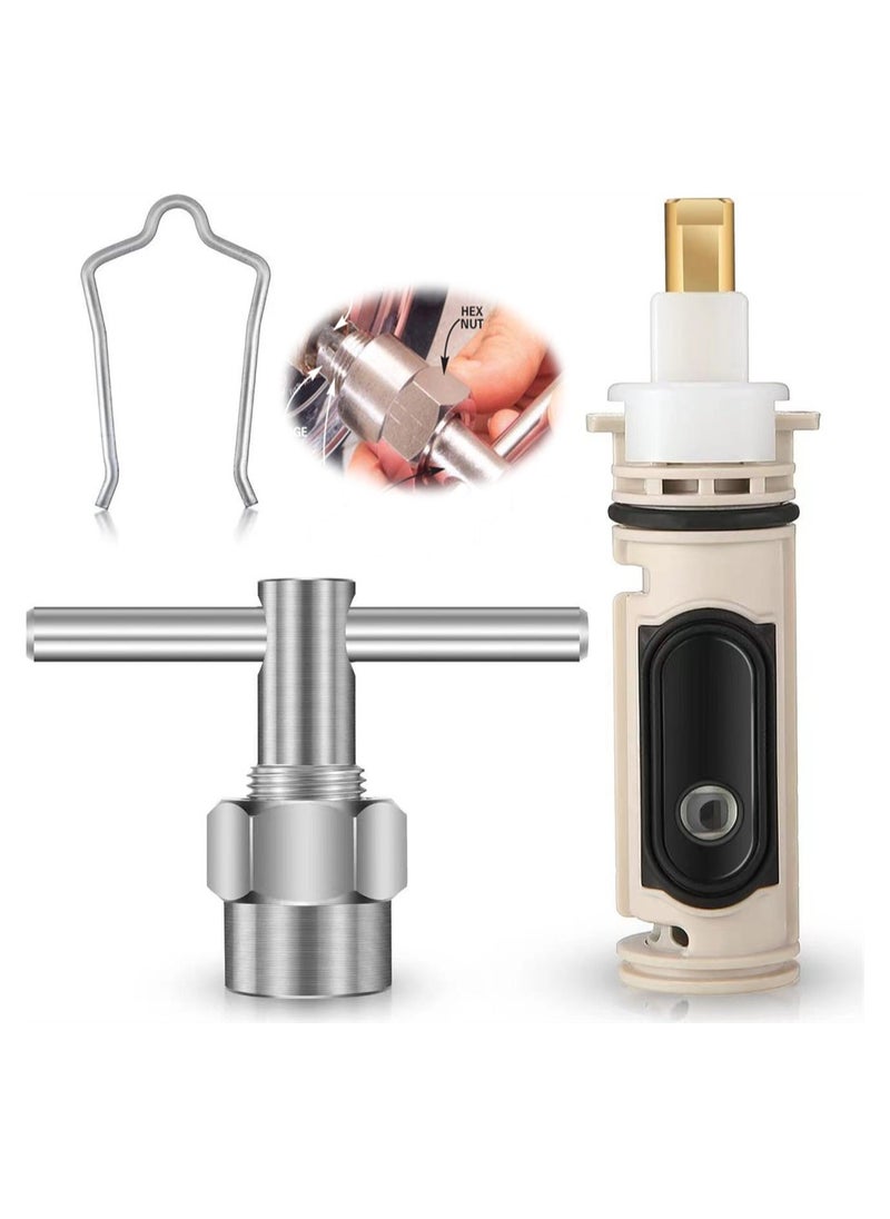 SYOSI - 1222 Replacement Cartridge, Faucet Quick Opening Copper Valve Core, Retainer Clip, Leak-Proof Shower Faucet Repair Kit, Brass Bathtub Shower Valve Parts - Image 1