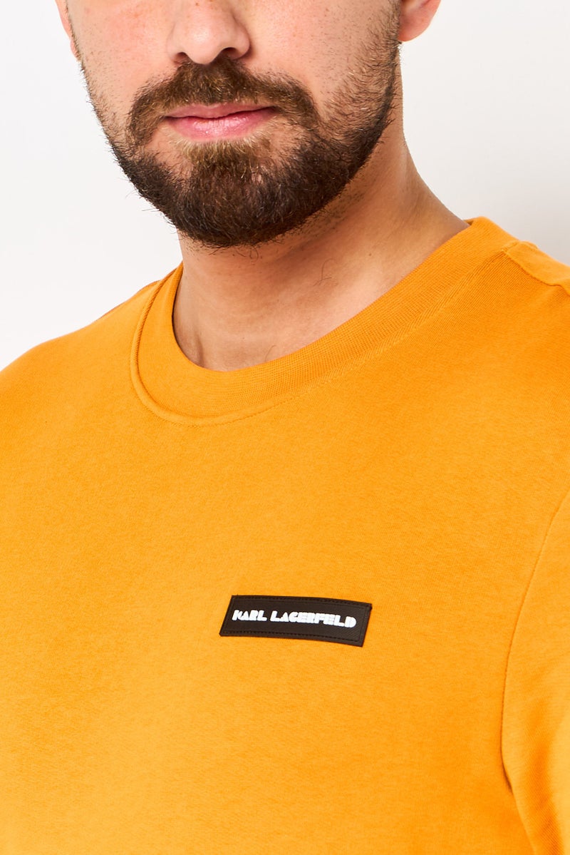 Karl Lagerfeld Men Crew Neck Long Sleeve Brand Long Sweatshirt, Mustard - Image 3