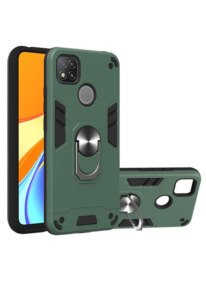 BGM Case Cover For Xiaomi Redmi 9C Armour Series PC + TPU Protective Case with Ring Holder Dark Green
