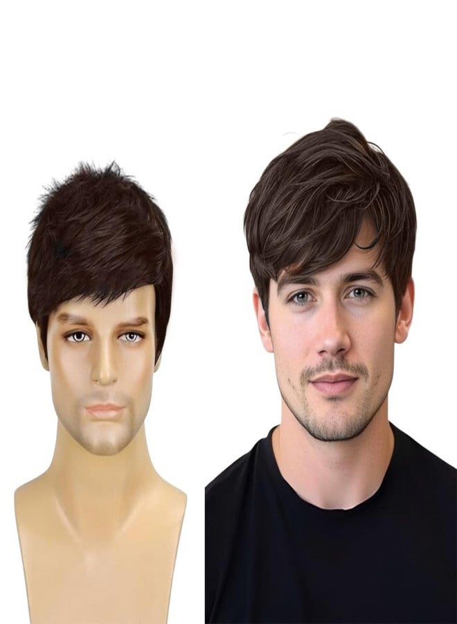 VIVIAN Men Full Head Synthetic Wigs For Men And Boys Natural Brown, Parties & Cosplay Pack of 1 - Image 1