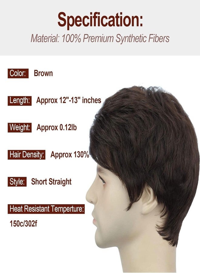 VIVIAN Men Full Head Synthetic Wigs For Men And Boys Natural Brown, Parties & Cosplay Pack of 1 - Image 5