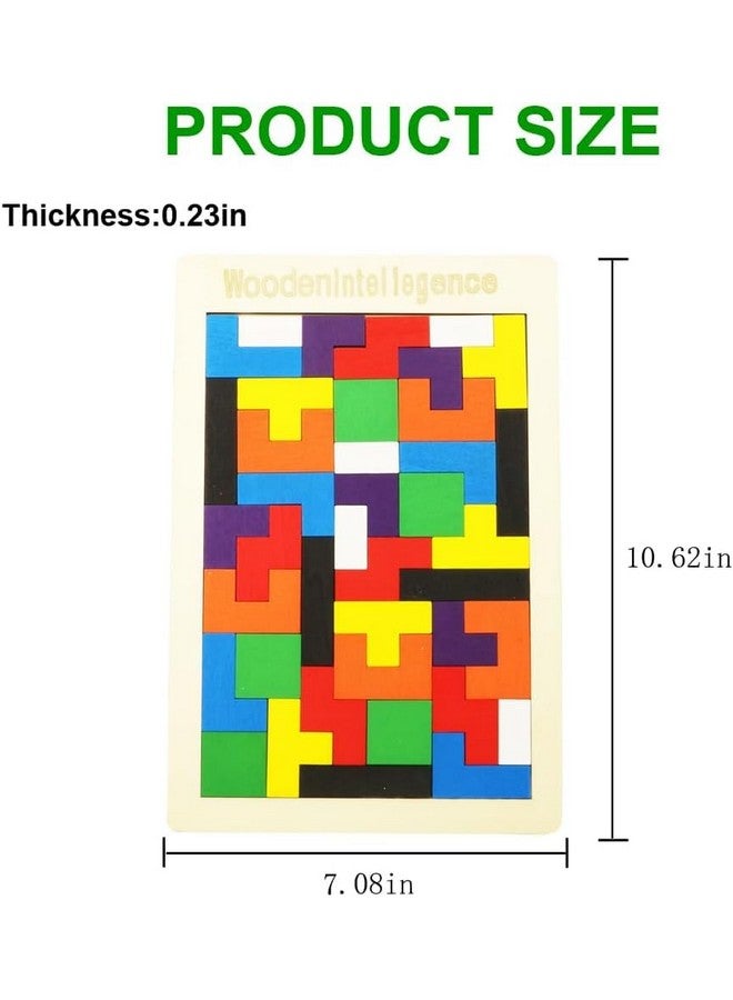 SHINETOY ENTERTAIN KIDS SHINETOY ENTERTAIN KIDS 40 Pcs Wooden Russian Blocks Puzzles For KIDS Adults With A Storage Bag,Wood Intelligence Puzzle For KIDS Ages 3-8,Wooden Puzzles Brain Teasers Toy Educational Gift For Kid  - Image 2