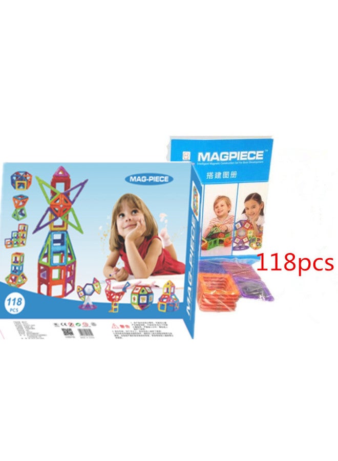 Pure Magnetic Sheet Package Magnetic Sheet Magnet Building Blocks Assembling Educational Children's Toys 118pcs - Image 1