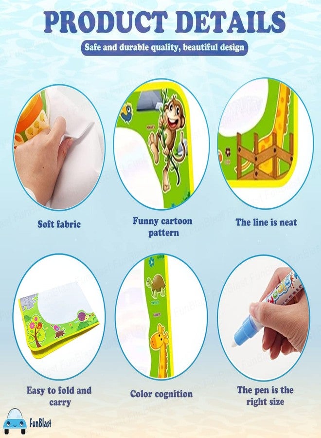 FunBlast Magic Water Drawing Mat with Rainbow Color Swatches Jumbo Size Aqua Magic Erasable Drawing Pad for Toddlers, Learning and Educational Doodle Mat for Girls, Boys, Kids (74 X 49 CM) - Image 3