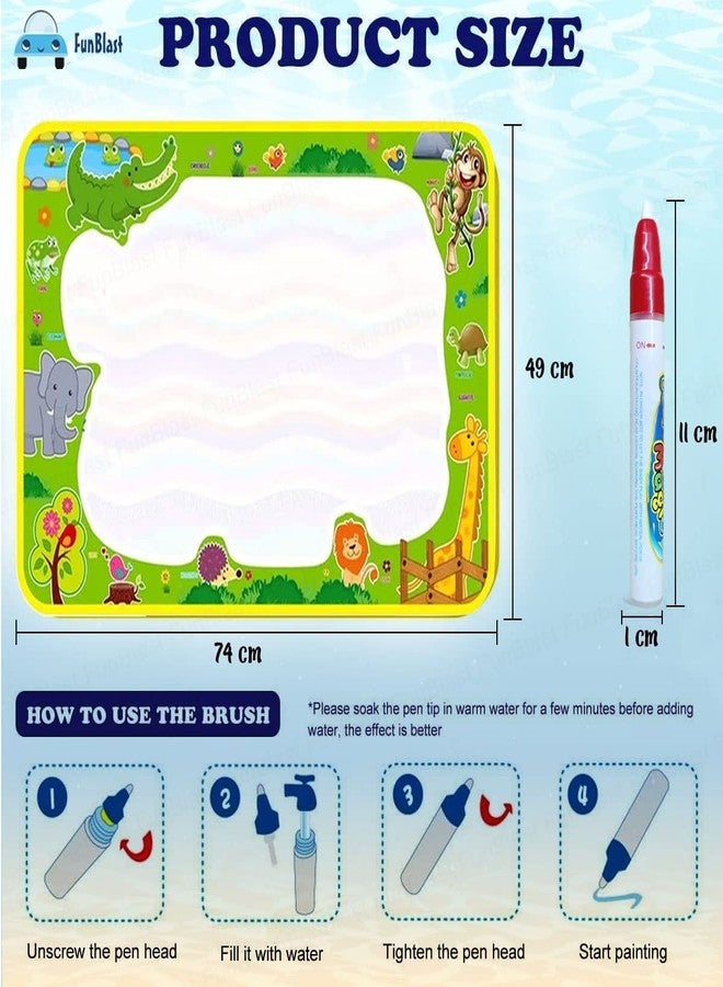 FunBlast Magic Water Drawing Mat with Rainbow Color Swatches Jumbo Size Aqua Magic Erasable Drawing Pad for Toddlers, Learning and Educational Doodle Mat for Girls, Boys, Kids (74 X 49 CM) - Image 2