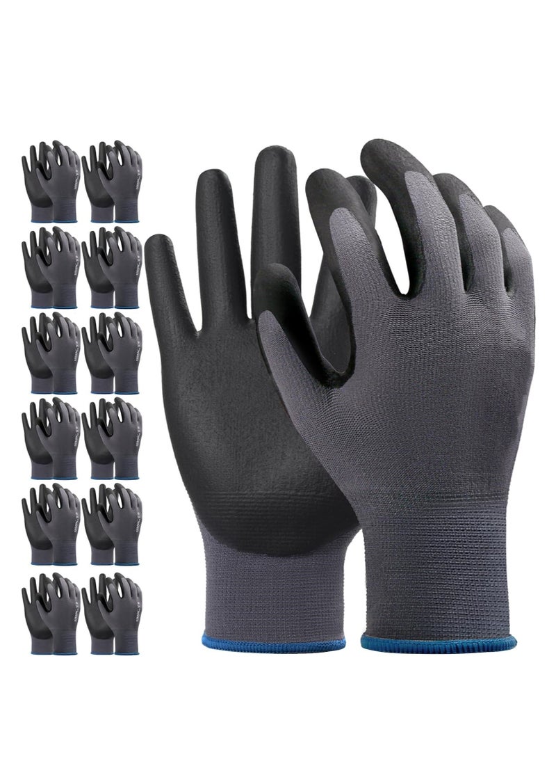 Safety Work Gloves MicroFoam Nitrile Coated-12 Pairs,Seamless Knit Nylon Gloves,Home Improvement,Micro-Foam Gloves - Image 1