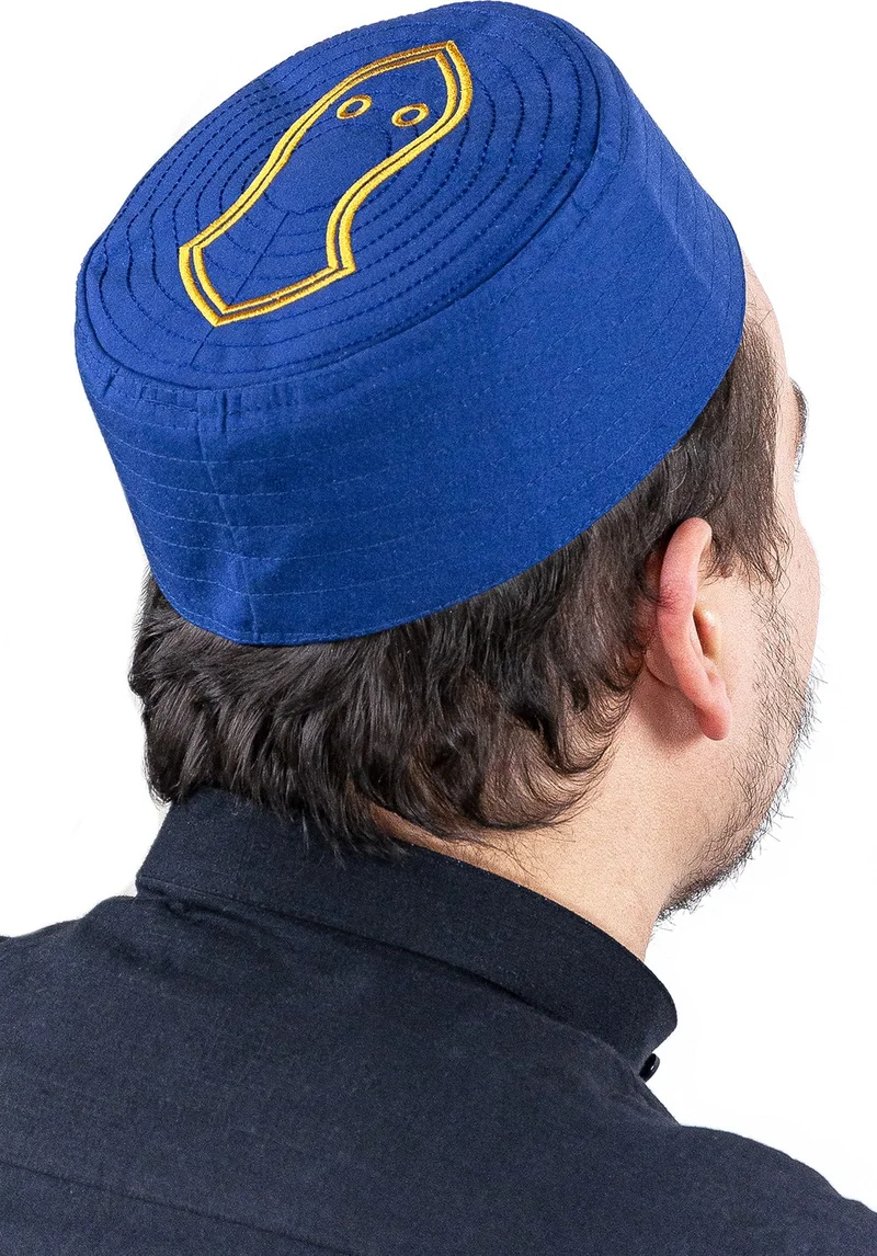 İhvan Online Nalı Şerif Patterned Pattern Fabric Skullcap Navy Blue