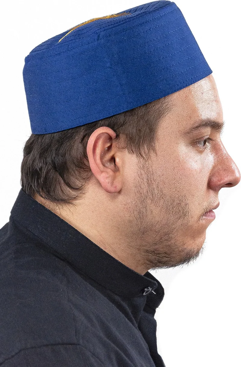 İhvan Online Nalı Şerif Patterned Pattern Fabric Skullcap Navy Blue