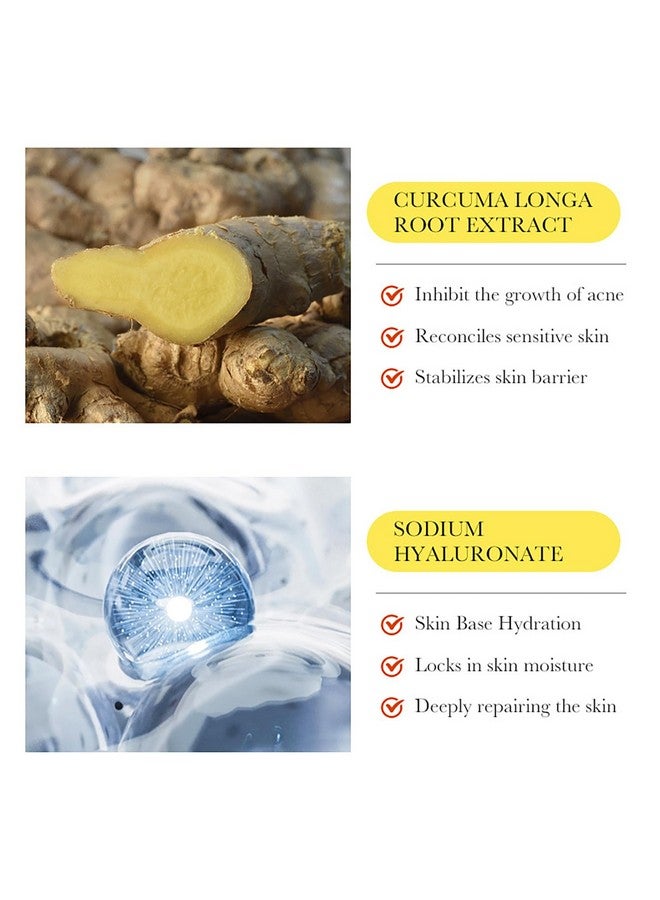 بيو أكوا مصل الكركم للوجه مضاد للأكسدة ومهدئ لحب الشباب وحمض الهيالورونيك للتحكم في الزيت وترطيب بشرة الوجه 30 مل / 1 أونصة سائلة - Image 5