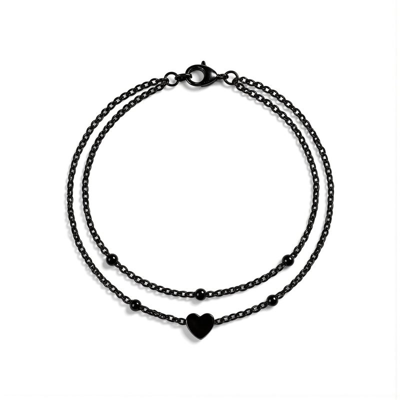 White Heart Layered Anklets for Women Teen Girls Office Lady Holiday Gift Ankle Bracelet - Image 1