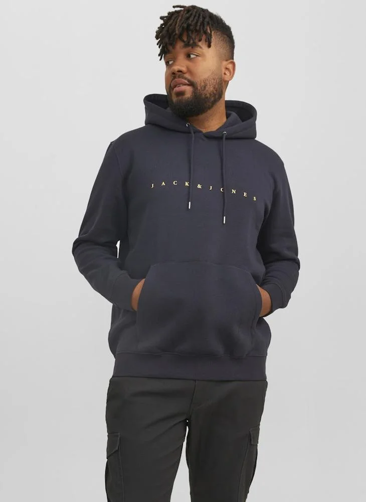 JACK & JONES Plus Size Graphic Print Pull Over Hoodie