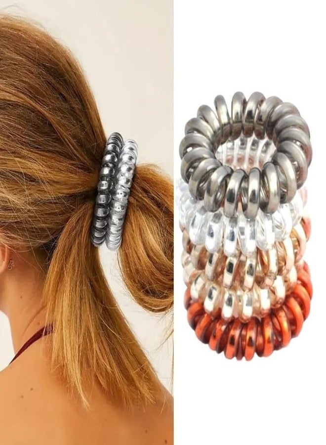 Minta 5 Pcs Multicolor Elastic Hair Bands Spiral Shape Ponytail Hair Ties Gum Rubber Band Hair Rope Telephone Wire Hair Accessories - Image 1