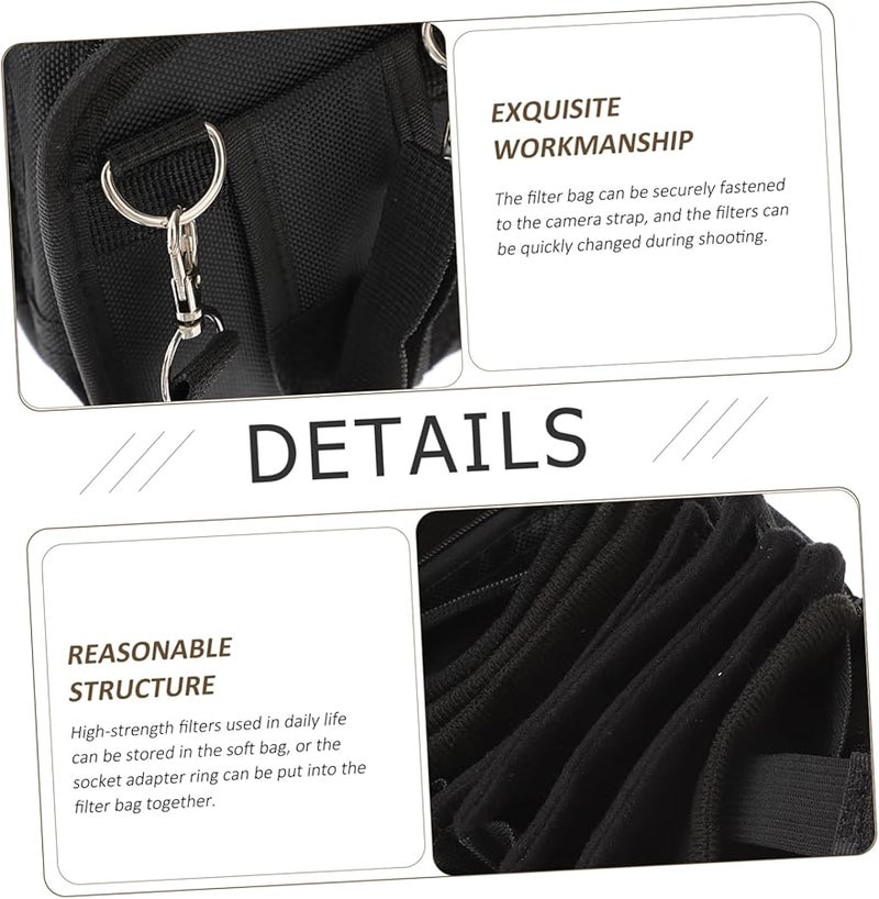 حقيبة مرشحات الكاميرا المحمولة السوداء مع حقيبة قابلة للإزالة لمرشحات عدسات DSLR - Image 3