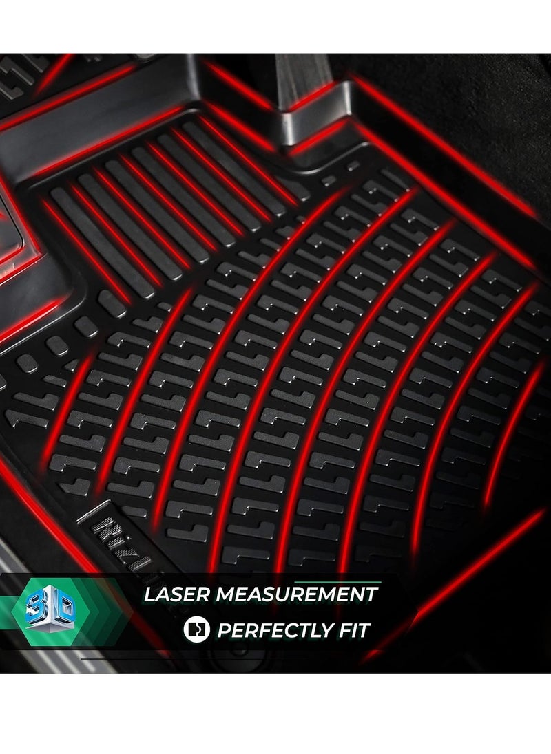 Rizline - RizLiner Toyota Rav4  2019-2024 Floor Mats 3D Custom Fit Compatible with  Car Mats Laser Measured 1st & 2nd Row Floor Liners All Weather Non-Slip (Black) - Image 1