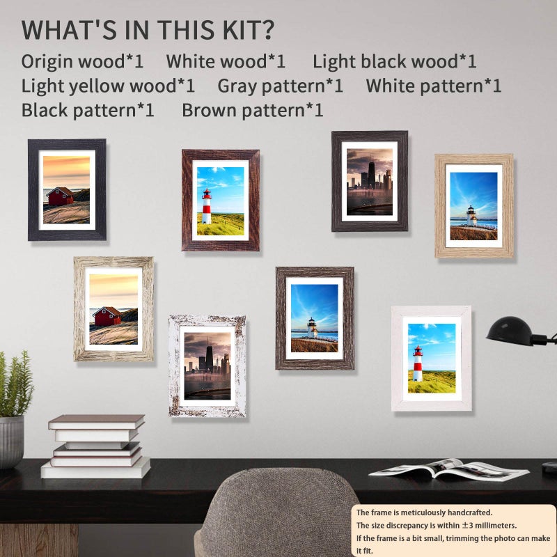 Aibala 5x7 Picture Frames Set of 8  Rustic Picture Frames Multi Wood-Color Vertical and Horizontal Formats for Wall Hanging and Tabletop Display Perfect for Rustic Home & Office Decor - Image 2
