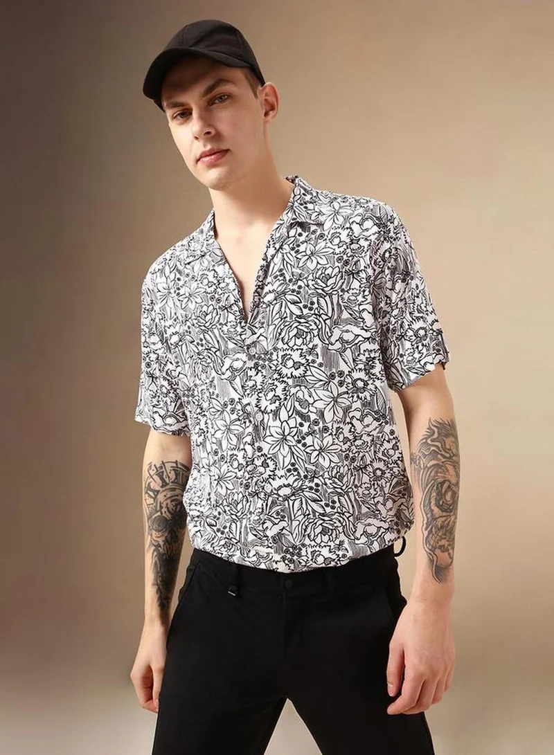 Dennis Lingo Men's Multicoloured Rayon Printed Button Down Relaxed Fit Shirt