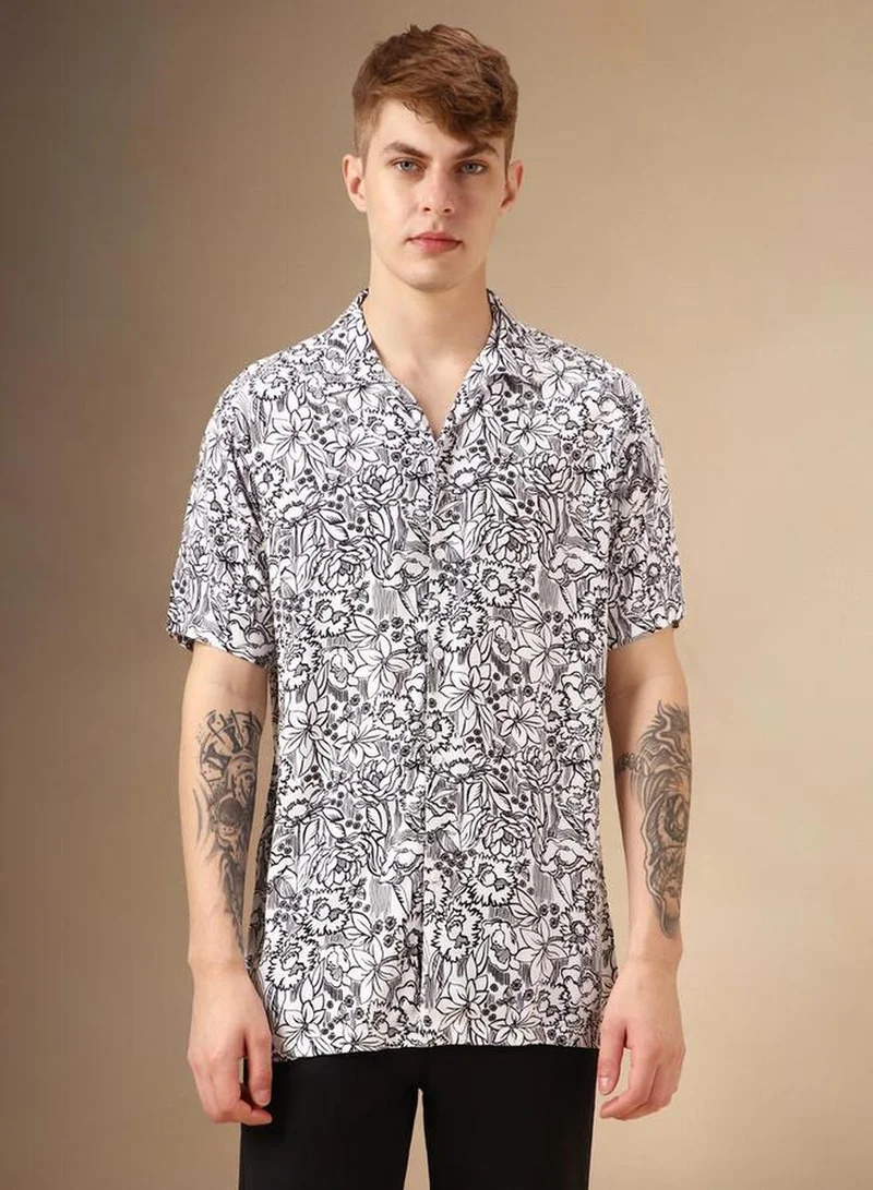 Dennis Lingo Men's Multicoloured Rayon Printed Button Down Relaxed Fit Shirt