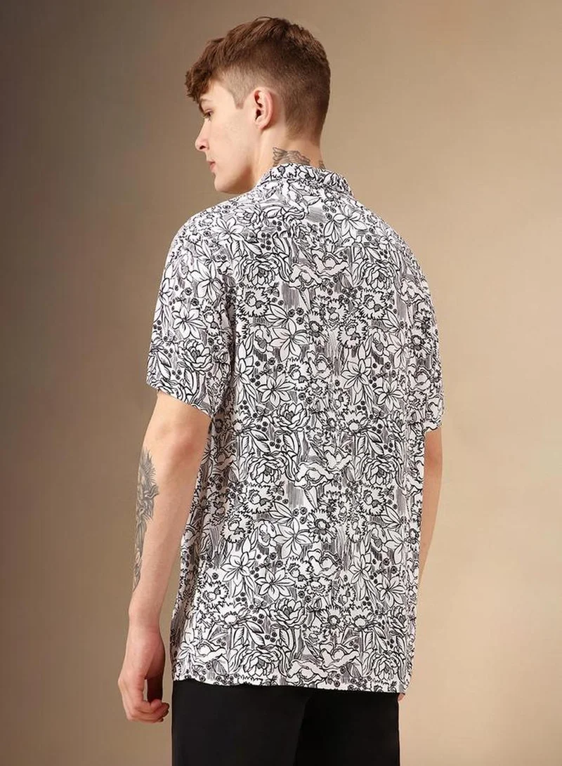 Dennis Lingo Men's Multicoloured Rayon Printed Button Down Relaxed Fit Shirt