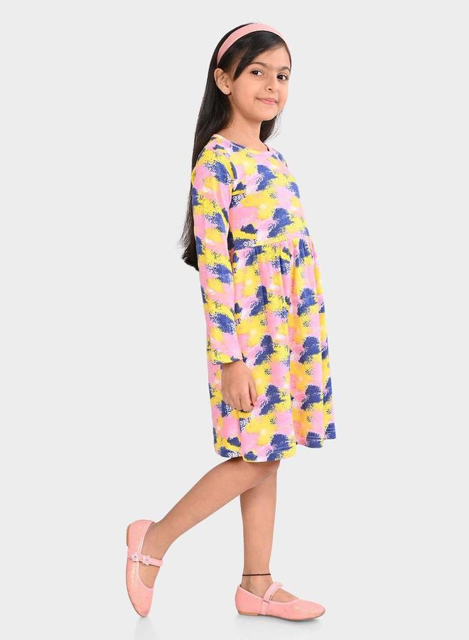 Bonkids Girl's Multicolour 100% Cotton Printed Regular Fit Dress - Image 3