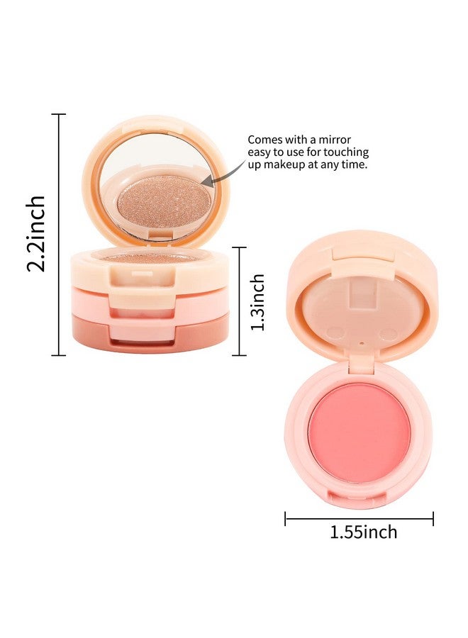 Boobeen Blush And Highlighter Kit, 3 In 1 Makeup Pressed Powder Palette Shimmer Bronzer, Orange&Pink Matte Blusher Blendable Glow Face Palette For A Redness And Glowing Look - Image 4