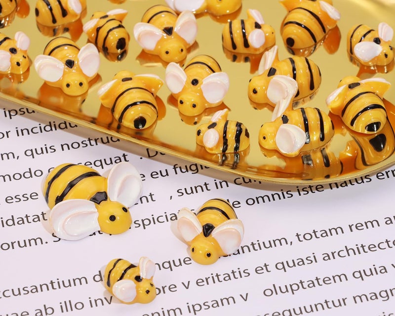PPhtony Tiny Resin Bees 30Pcs Small Plastic Flatback Bumble Bee Decor Embellishments for Art Crafts Birthday Party Table Decoration (30) - Image 3