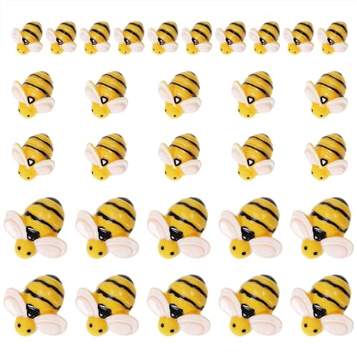 PPhtony Tiny Resin Bees 30Pcs Small Plastic Flatback Bumble Bee Decor Embellishments for Art Crafts Birthday Party Table Decoration (30) - Image 1
