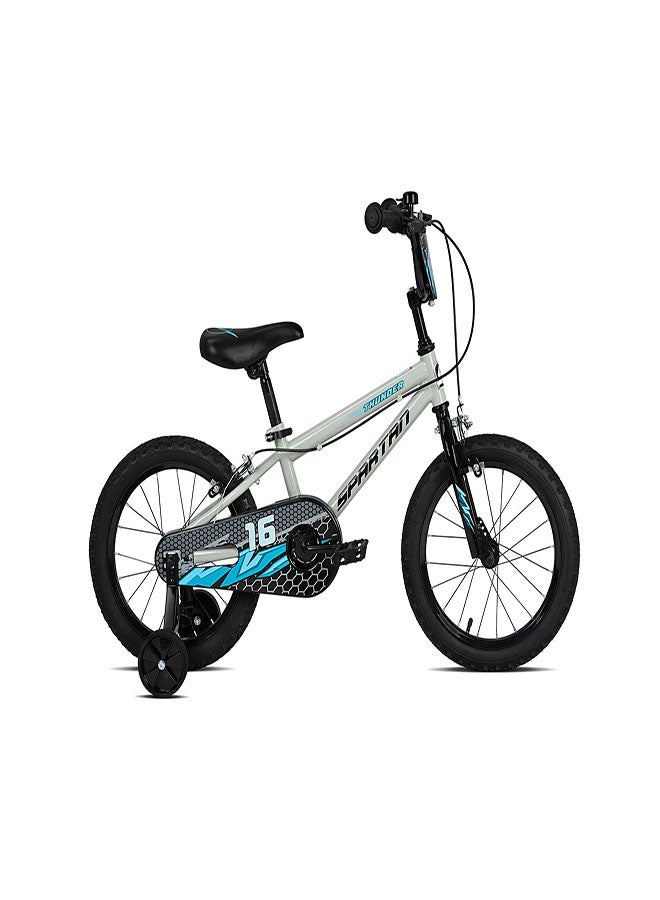 Spartan Thunder Kids Bike | 16 Inch Wheel Size With Training Wheels | Single Speed | Gray Gloss Color  - Image 1