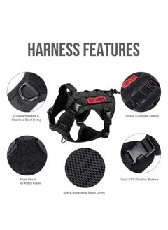 OneTigris Tactical Dog Harness Vest,No-Pull Service Dog Vest with Hook & Loop Panels,Adjustable Dog Vest Harness for Walking Hiking Training(Black,XXS)  - Image 3