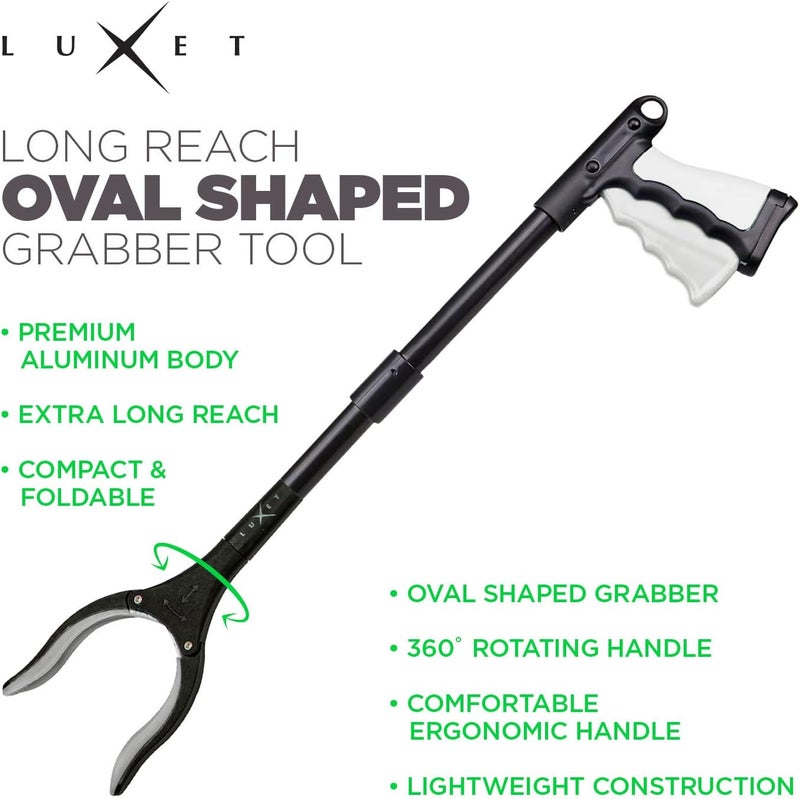 Luxet Grabber Reacher Tool 19 Inch Long, Foldable Pick Up Stick - Strong Grip Magnetic Tip - Heavy Duty Trash Picker Claw Reacher Grabber Tool Elderly Wheelchair Mobility Aid (Gray) - Image 3