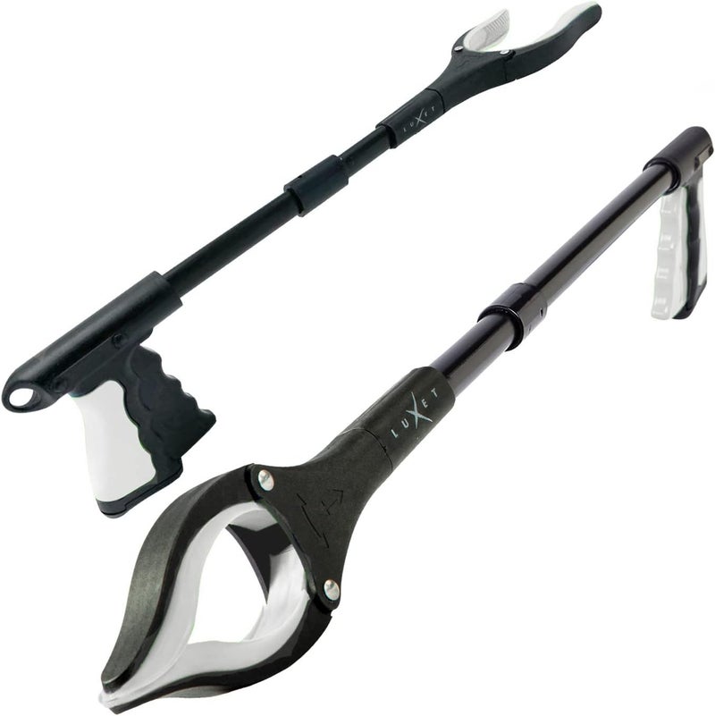 Luxet Grabber Reacher Tool 19 Inch Long, Foldable Pick Up Stick - Strong Grip Magnetic Tip - Heavy Duty Trash Picker Claw Reacher Grabber Tool Elderly Wheelchair Mobility Aid (Gray) - Image 2