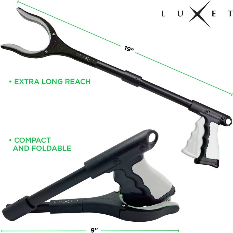 Luxet Grabber Reacher Tool 19 Inch Long, Foldable Pick Up Stick - Strong Grip Magnetic Tip - Heavy Duty Trash Picker Claw Reacher Grabber Tool Elderly Wheelchair Mobility Aid (Gray) - Image 4