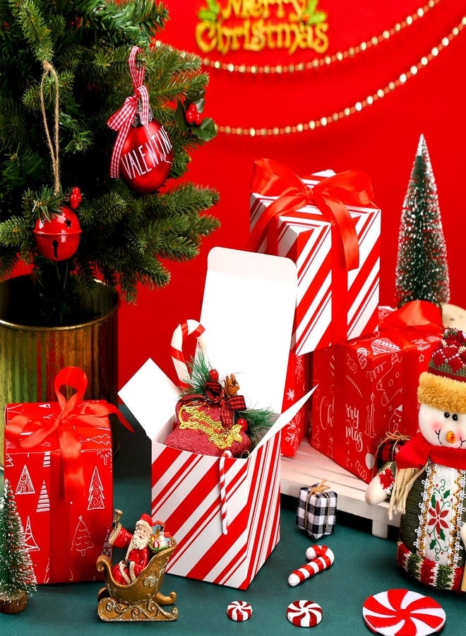 Cholemy 50 Pcs Christmas Gift Boxes with Lids Small Red 4x4x4 Christmas Candy Boxes with 3 Roll Red Ribbon Xmas Party gifts for Holiday Sweets Chocolate Cookie Treat Presents Wrapping - Image 3