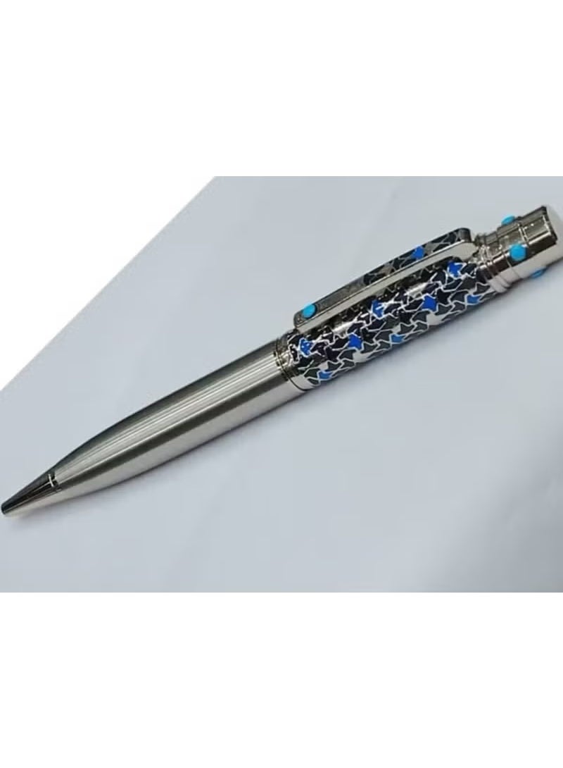 A ballpoint pen with designs inspired by Islamic art.