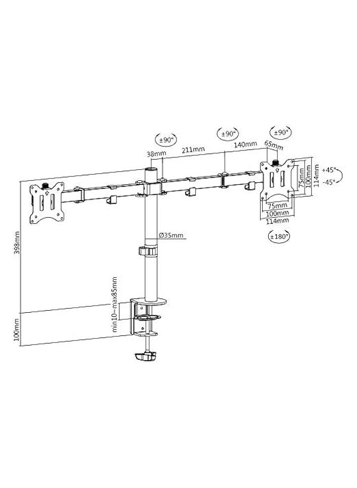 PROMASS Dual LCD LED Monitor Desk Mount Stand with C-clamp | Heavy Duty Fully Adjustable Arms Hold 2 Screens up to 32 inches (2EZCLAMP) - Image 3