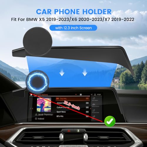 FETUSI Car Phone Holder Fit for BMW X5 20192023X6 20202023X7 20192022 Accessories 123Inch Screen Fixed Clip Phone Mount Compatible with MagSafe HandsFree 360Rotation Automobile Cradles - Image 3