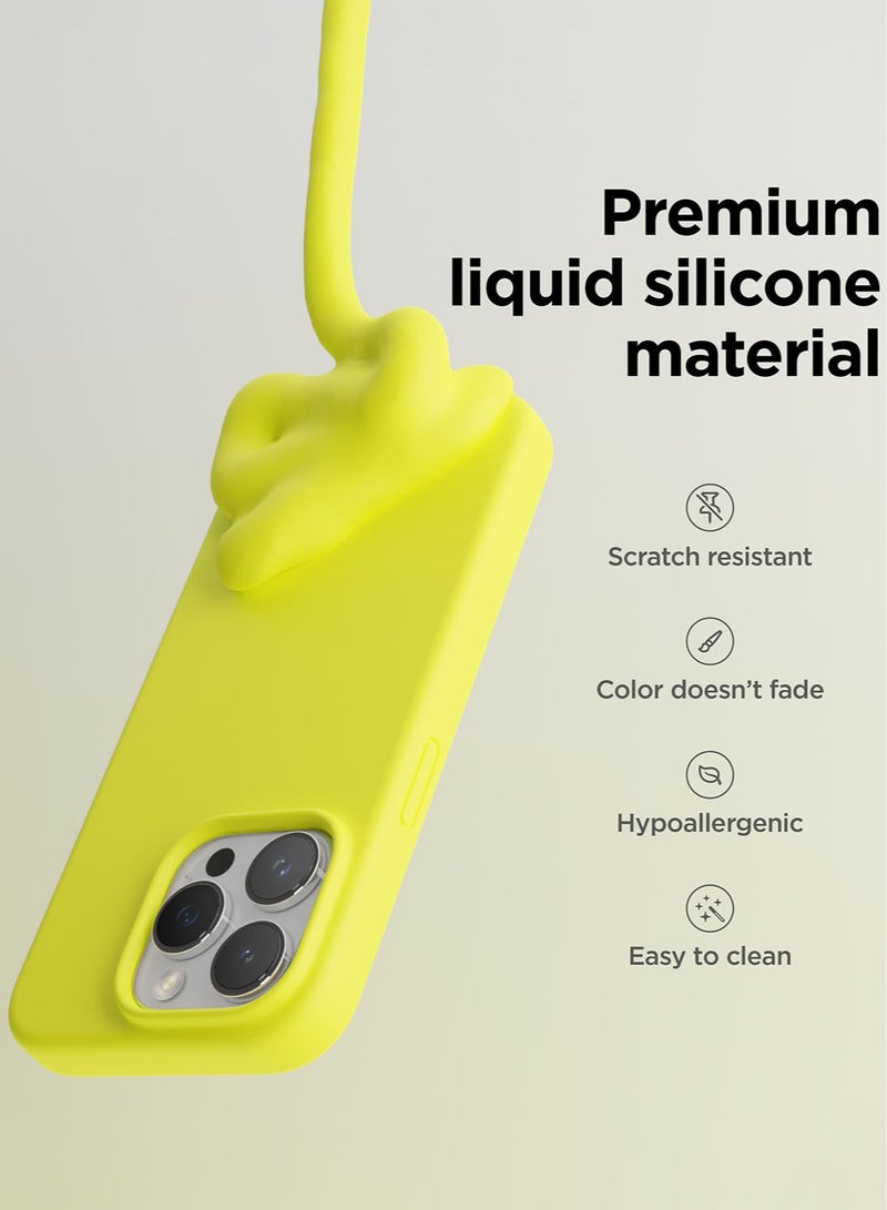 Elago Liquid Silicone for iPhone 15 PRO Case Cover with Full Body Protection, Shockproof, Slim, Anti-Scratch Soft Microfiber Lining - Neon Yellow - Image 3