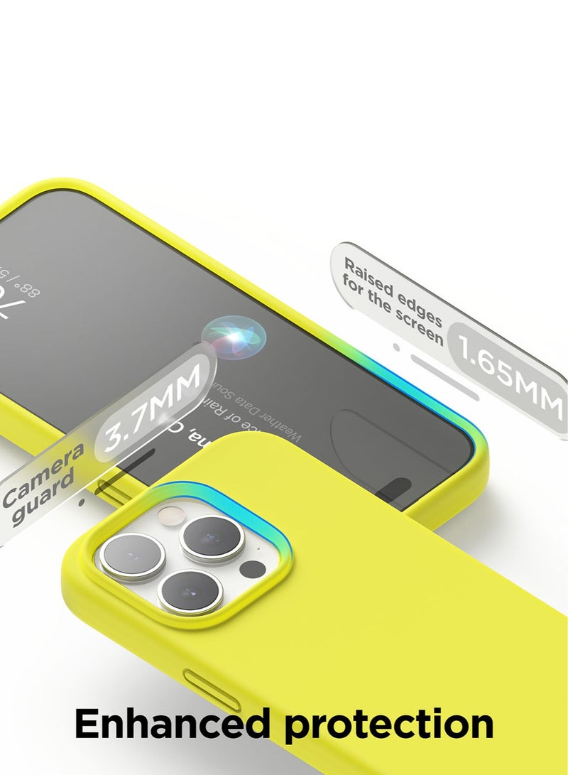 Elago Liquid Silicone for iPhone 15 PRO Case Cover with Full Body Protection, Shockproof, Slim, Anti-Scratch Soft Microfiber Lining - Neon Yellow - Image 5