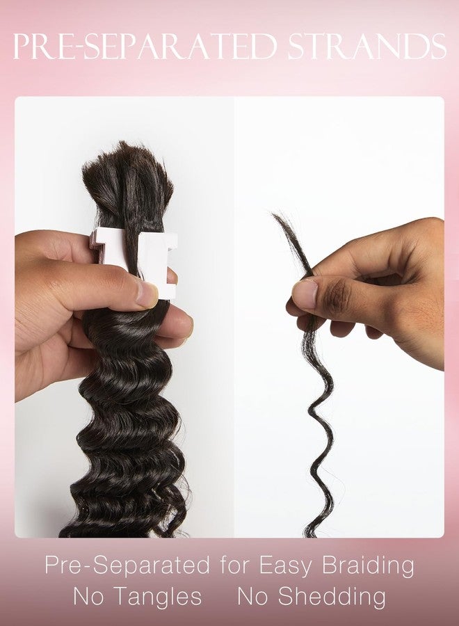 ASHINE Human Braiding Hair for Boho Braids Deep Wave Bulk Pre-Separated Strands 100% Human Hair 2 Bundles/Pack 100g 20 Inch Natural Color Easy to Braid - Image 3