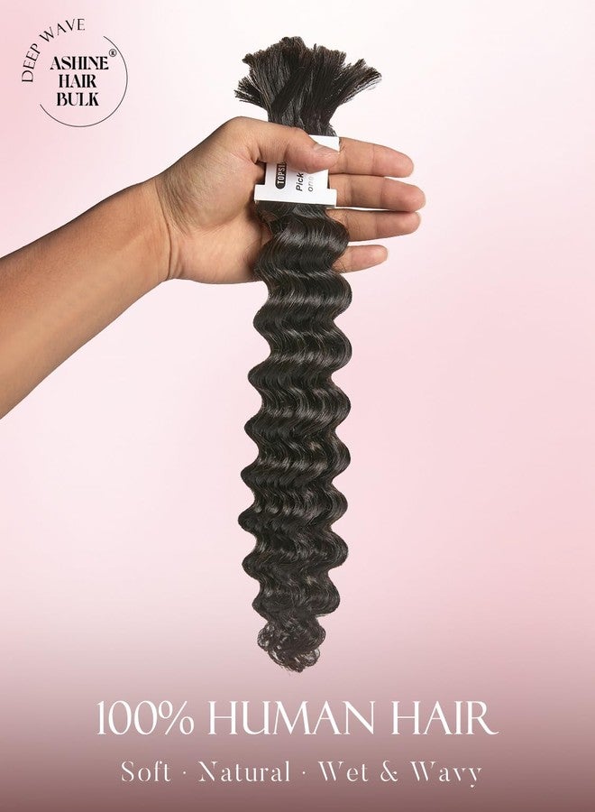 ASHINE Human Braiding Hair for Boho Braids Deep Wave Bulk Pre-Separated Strands 100% Human Hair 2 Bundles/Pack 100g 20 Inch Natural Color Easy to Braid - Image 2