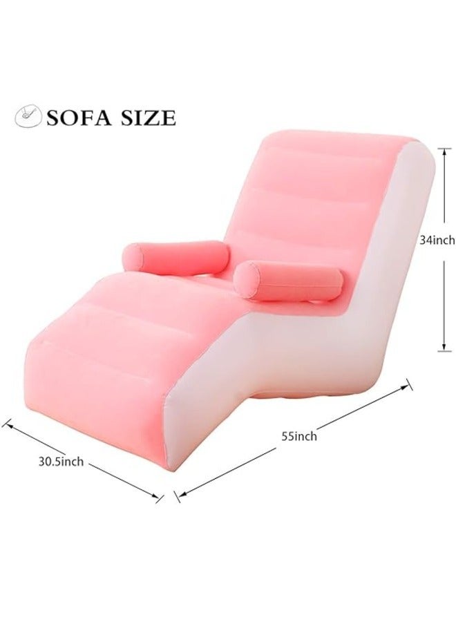 كرسي استرخاء قابل للنفخ على شكل حرف S، أريكة كسولة فائقة النعومة قابلة للطي لغرفة المعيشة الخارجية، مناسبة للتخييم والألعاب والقراءة - Image 3