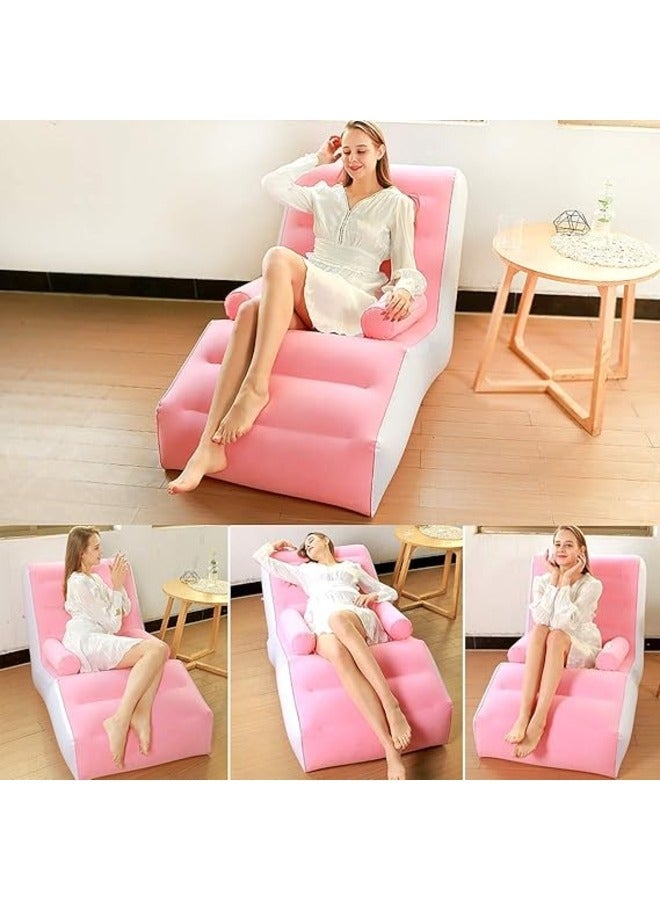 كرسي استرخاء قابل للنفخ على شكل حرف S، أريكة كسولة فائقة النعومة قابلة للطي لغرفة المعيشة الخارجية، مناسبة للتخييم والألعاب والقراءة - Image 4