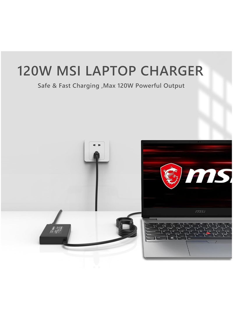 Max Power - 120W Charger for msi Laptop Charger msi gf63 gv15 GV15-Thin-11SC GF63 Thin 10 11 12Th Intel core Laptop ms-16r5 ms-16r6 ms-16r7 adp-120vh d a17-120p2a - Image 1